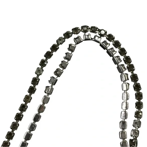 Authentic Christian Dior Logo Plate Rhinestone Silver Tone Pendant Necklace - Picture 13 of 16